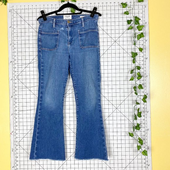 Frame Denim Denim - Frame Le Bardot Crop Flare Jeans Raw Hem